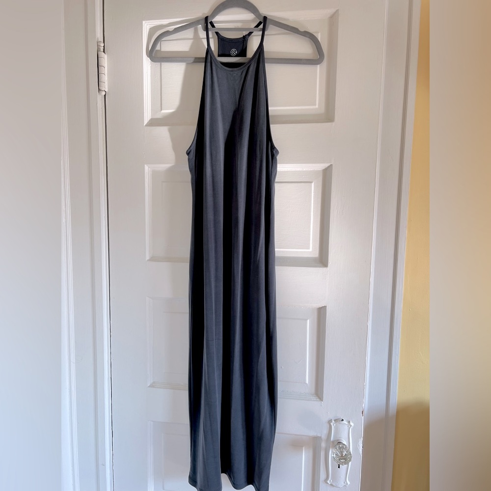 T&B (Nordstrom Brand) Strappy Midi Dress in Dark Gray
